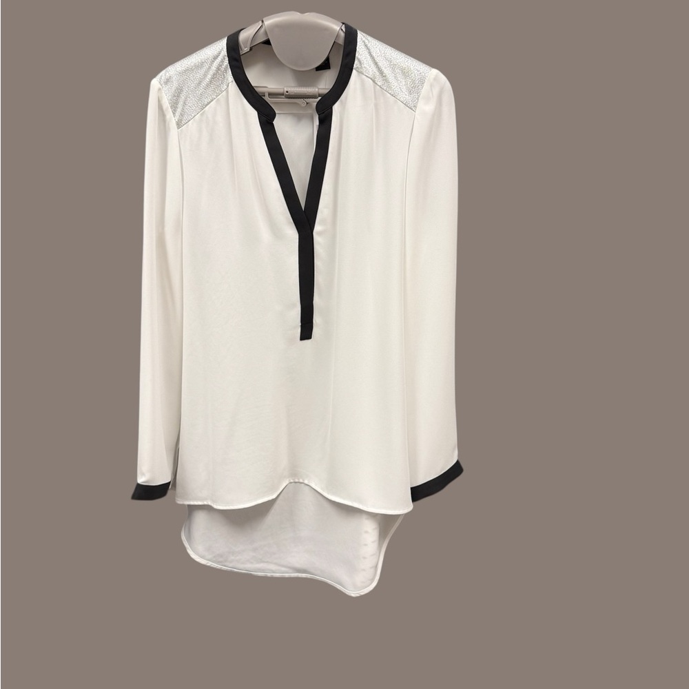 Elegant White Blouse with Black Accents